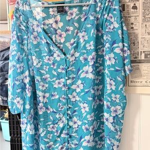 Torrid Teal and White Floral Top